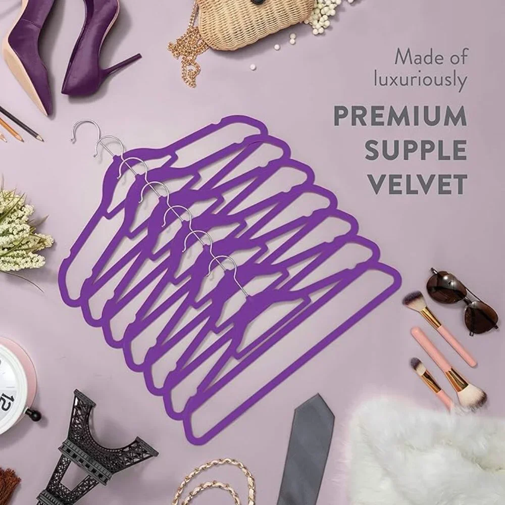 Black Velvet Clothing Hangers W/Tie Bar - Non-Slip, Swivel Hook, 20 pack, NWT